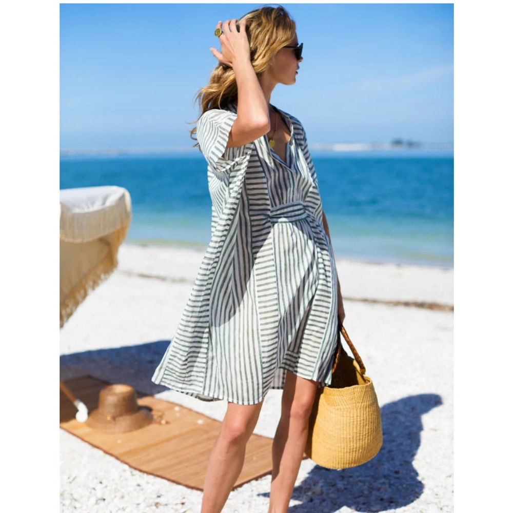 Emerson Short Caftan - Moss Stripe